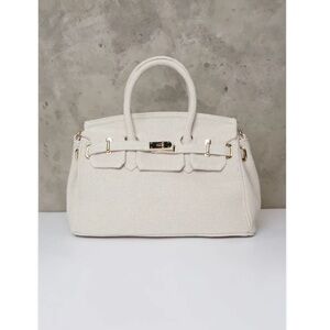 Benaar LA Linen Jute Top Handle “Birkin” Bag